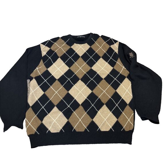 Peter Scott Cashmere Sweater Made in Scotland UMCC Argyle Men's 46 - Montclair - Picture 1 of 9